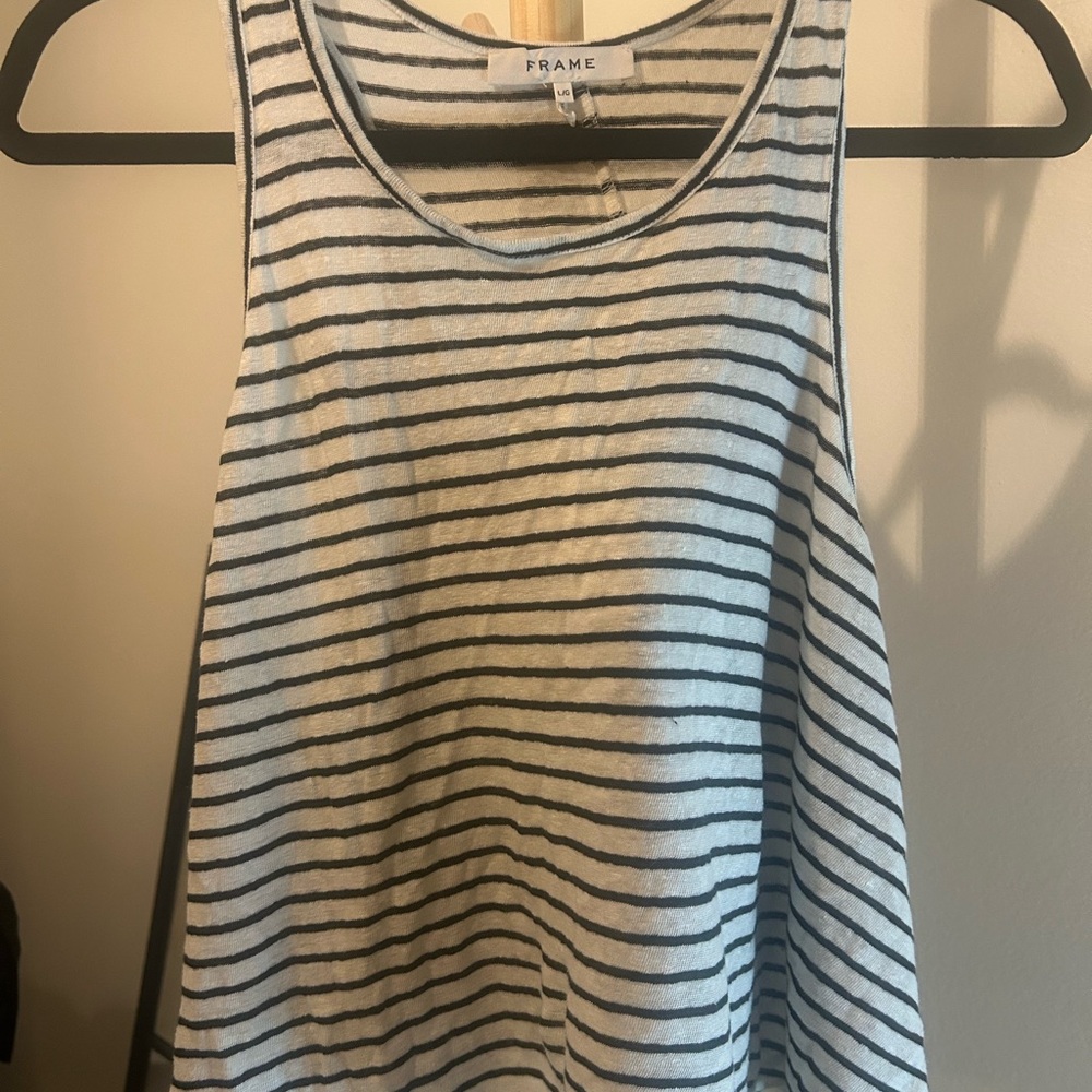 Frame Denim Women's Tank Top - Black and White Stripes